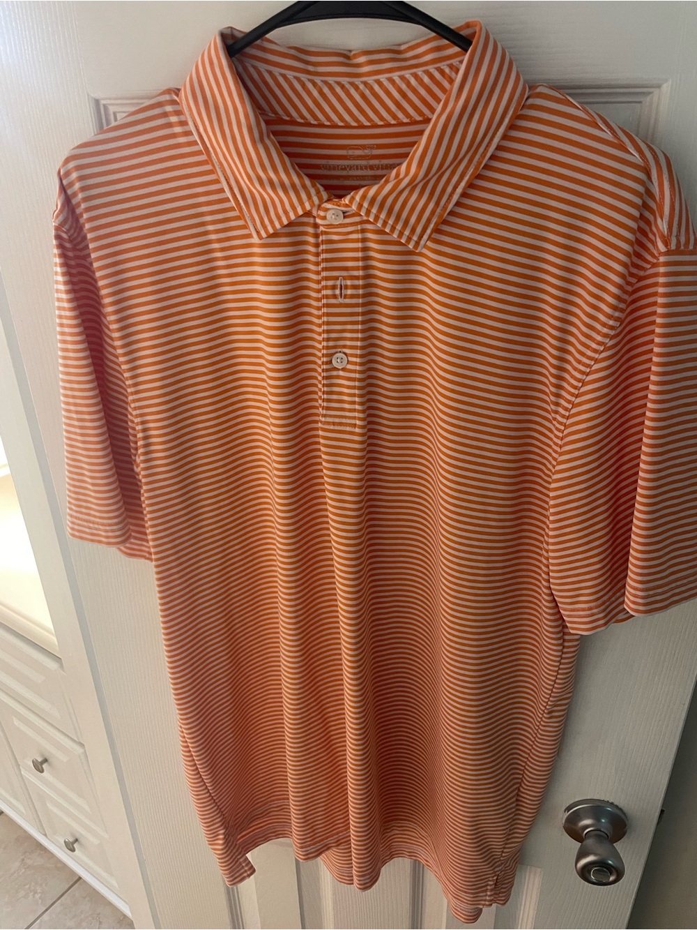 Vineyard Vines Orange and White Striped Polo